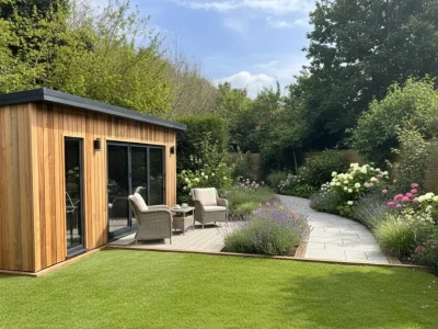 beautiful large lux garden room in landscaped garden